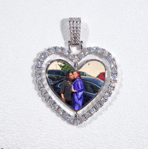 3D Spinning 2-Faced Heart Custom Picture Pendant