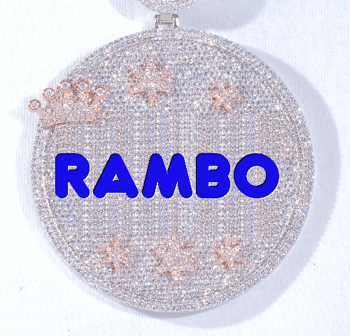 CUSTOM LETTER NECKLACE 3D BIG CROWN DISC