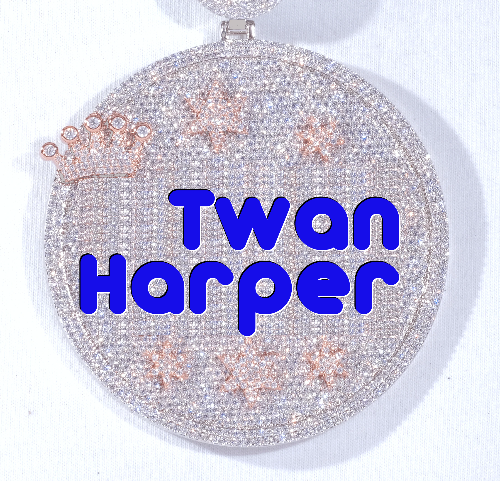 CUSTOM LETTER NECKLACE 3D BIG CROWN DISC