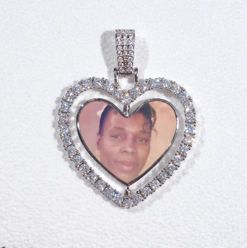 3D Spinning 2-Faced Heart Custom Picture Pendant