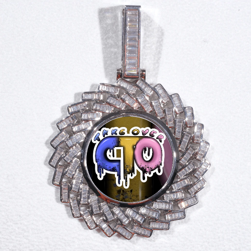 Large 3D Baguette Custom Picture Pendant