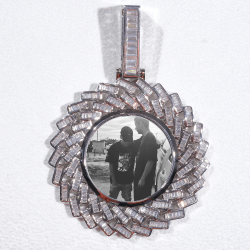 Large 3D Baguette Custom Picture Pendant