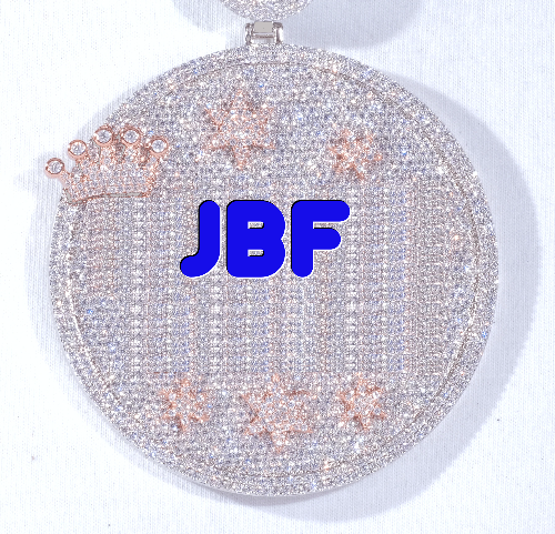 CUSTOM LETTER NECKLACE 3D BIG CROWN DISC