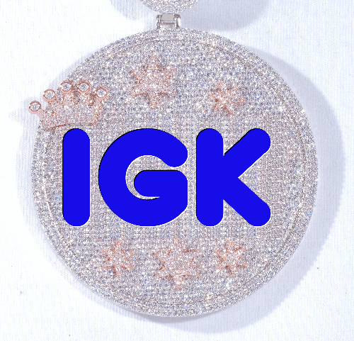 CUSTOM LETTER NECKLACE 3D BIG CROWN DISC