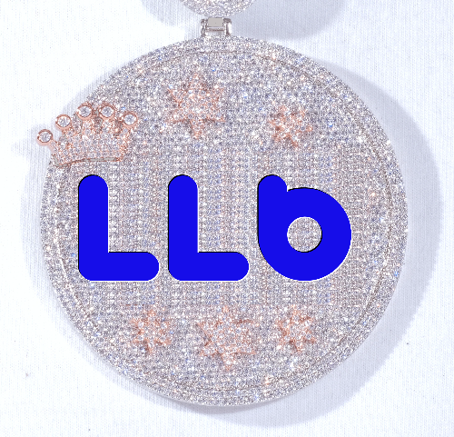 CUSTOM LETTER NECKLACE 3D BIG CROWN DISC