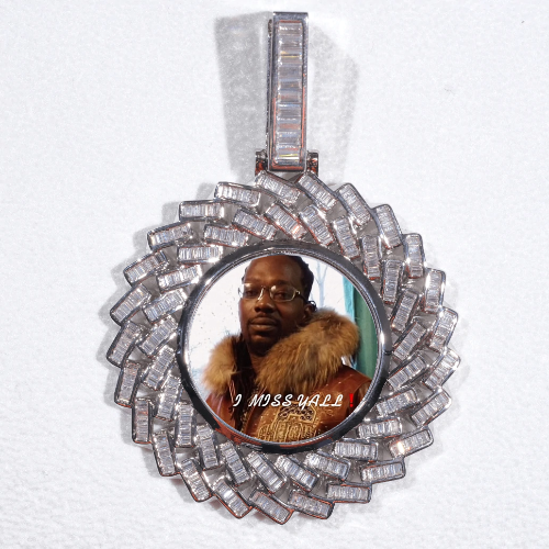 Large 3D Baguette Custom Picture Pendant