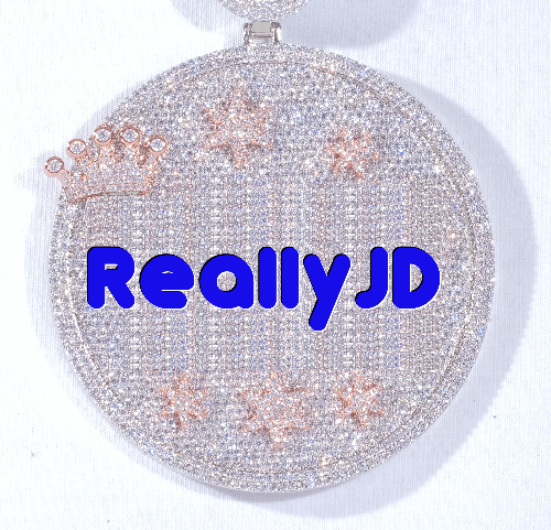 CUSTOM LETTER NECKLACE 3D BIG CROWN DISC