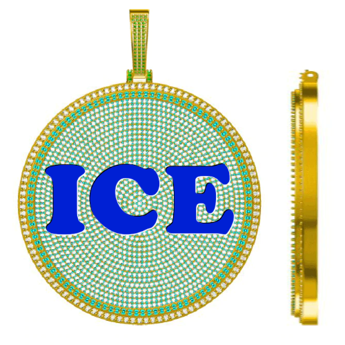 CUSTOM LETTER NECKLACE 3D BIG DISC