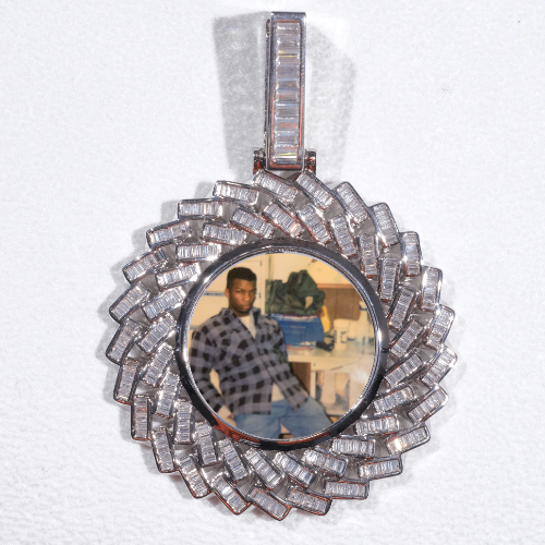 Large 3D Baguette Custom Picture Pendant
