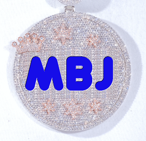 CUSTOM LETTER NECKLACE 3D BIG CROWN DISC