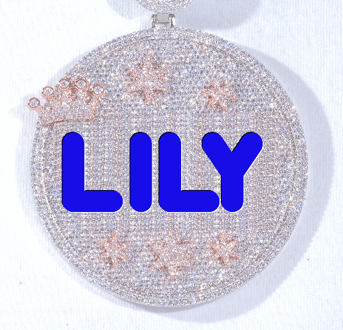 CUSTOM LETTER NECKLACE 3D BIG CROWN DISC