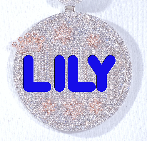 CUSTOM LETTER NECKLACE 3D BIG CROWN DISC
