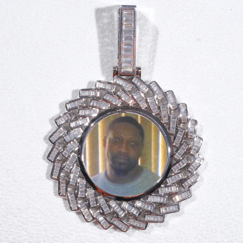 Large 3D Baguette Custom Picture Pendant
