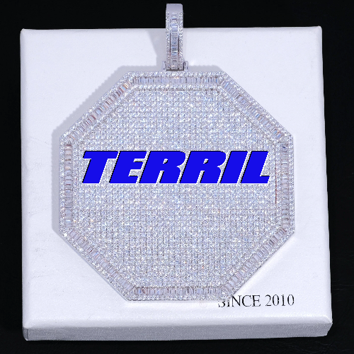 CUSTOM LETTER NECKLACE 3D BIG OCTAGON