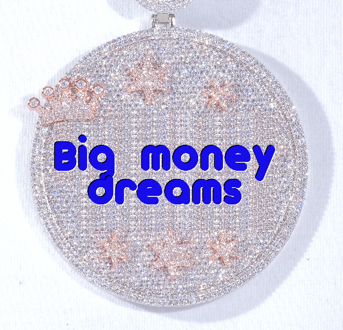 CUSTOM LETTER NECKLACE 3D BIG CROWN DISC