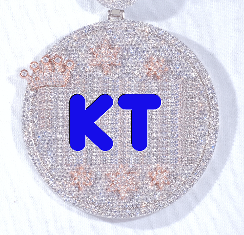 CUSTOM LETTER NECKLACE 3D BIG CROWN DISC