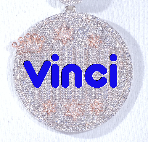 CUSTOM LETTER NECKLACE 3D BIG CROWN DISC