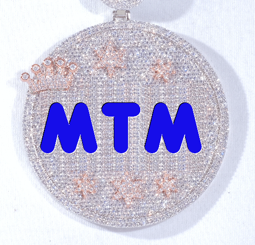 CUSTOM LETTER NECKLACE 3D BIG CROWN DISC