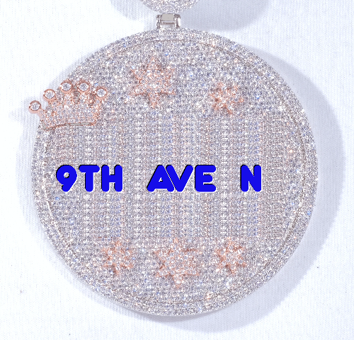 CUSTOM LETTER NECKLACE 3D BIG CROWN DISC