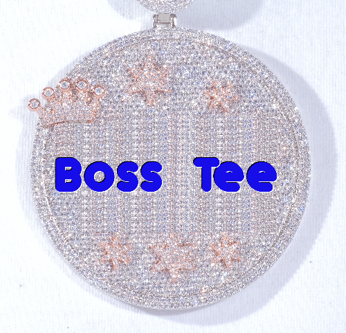 CUSTOM LETTER NECKLACE 3D BIG CROWN DISC
