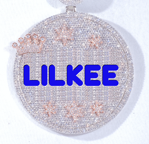 CUSTOM LETTER NECKLACE 3D BIG CROWN DISC