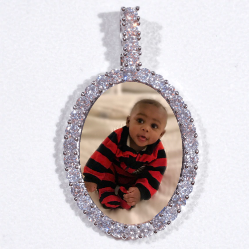 Large 3D Oval Custom Picture Pendant