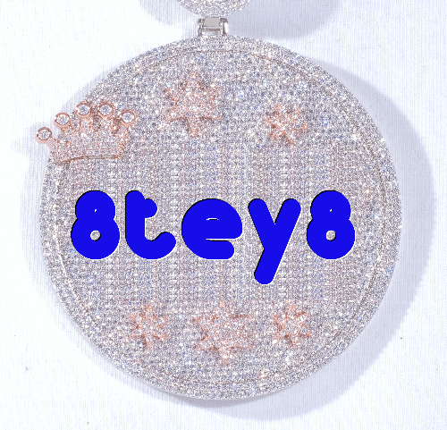 CUSTOM LETTER NECKLACE 3D BIG CROWN DISC