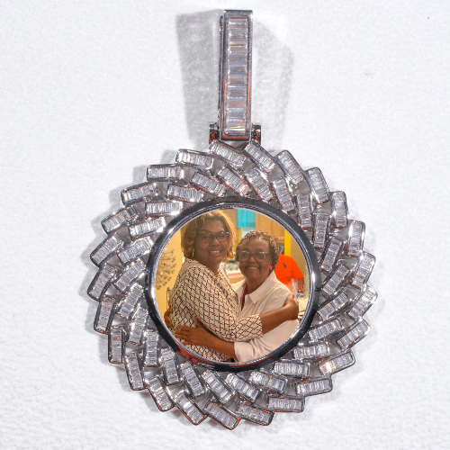 Large 3D Baguette Custom Picture Pendant