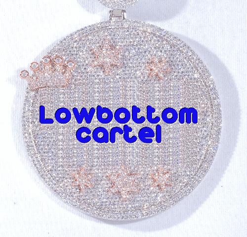 CUSTOM LETTER NECKLACE 3D BIG CROWN DISC