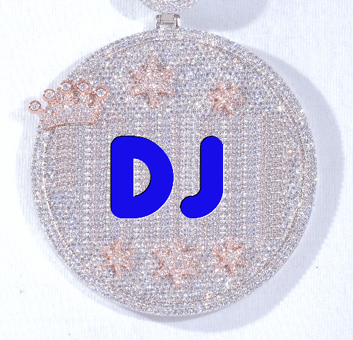 CUSTOM LETTER NECKLACE 3D BIG CROWN DISC