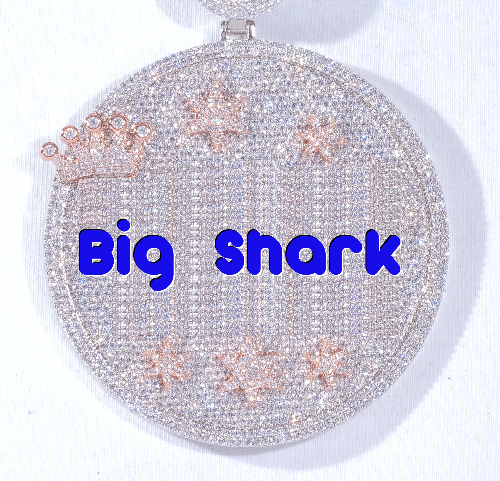 CUSTOM LETTER NECKLACE 3D BIG CROWN DISC