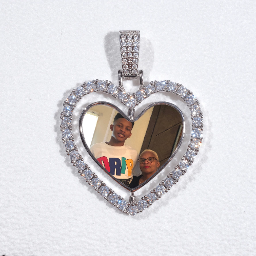 3D Spinning 2-Faced Heart Custom Picture Pendant