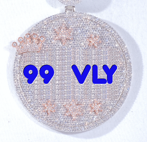 CUSTOM LETTER NECKLACE 3D BIG CROWN DISC