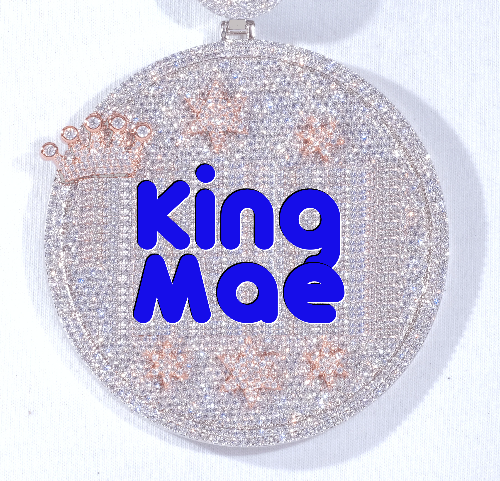 CUSTOM LETTER NECKLACE 3D BIG CROWN DISC