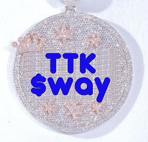 CUSTOM LETTER NECKLACE 3D BIG CROWN DISC