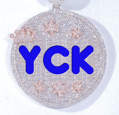 CUSTOM LETTER NECKLACE 3D BIG CROWN DISC