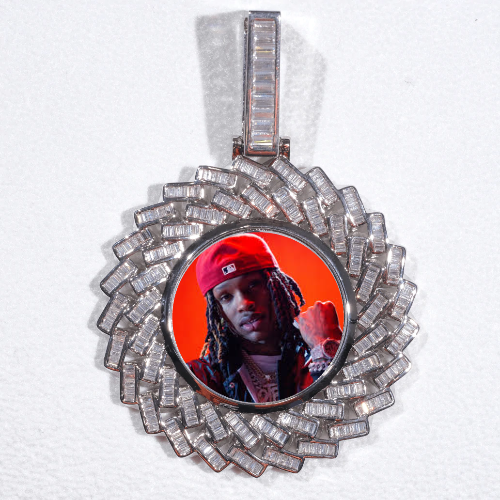 Large 3D Baguette Custom Picture Pendant