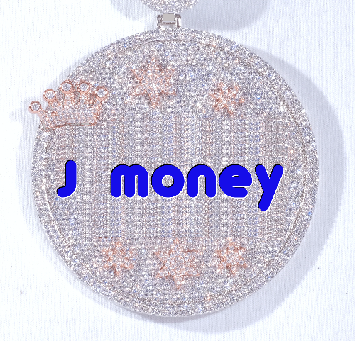 CUSTOM LETTER NECKLACE 3D BIG CROWN DISC