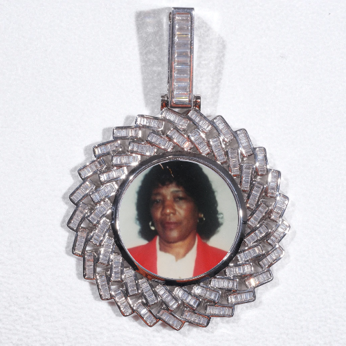 Large 3D Baguette Custom Picture Pendant