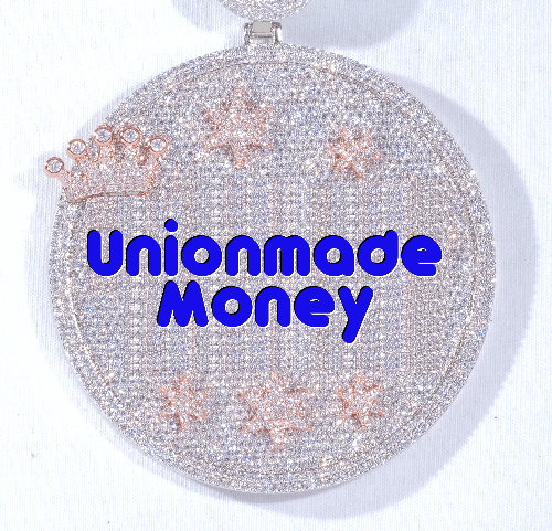CUSTOM LETTER NECKLACE 3D BIG CROWN DISC