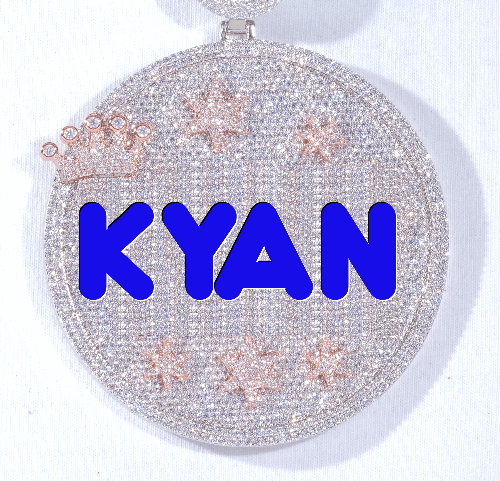 CUSTOM LETTER NECKLACE 3D BIG CROWN DISC