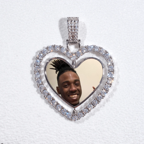 3D Spinning 2-Faced Heart Custom Picture Pendant