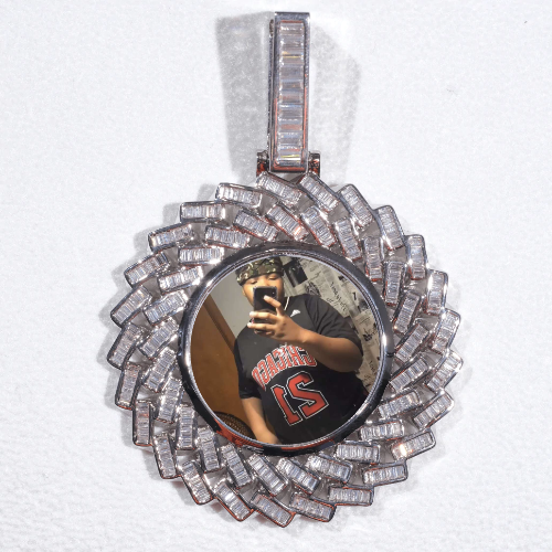 Large 3D Baguette Custom Picture Pendant