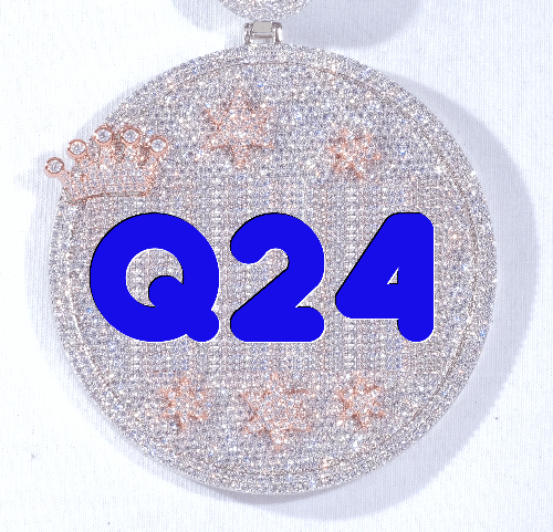 CUSTOM LETTER NECKLACE 3D BIG CROWN DISC