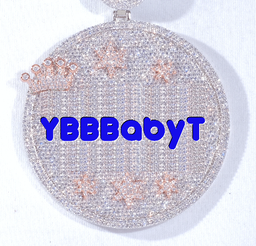 CUSTOM LETTER NECKLACE 3D BIG CROWN DISC