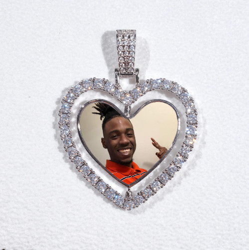 3D Spinning 2-Faced Heart Custom Picture Pendant