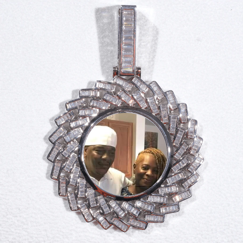 Large 3D Baguette Custom Picture Pendant