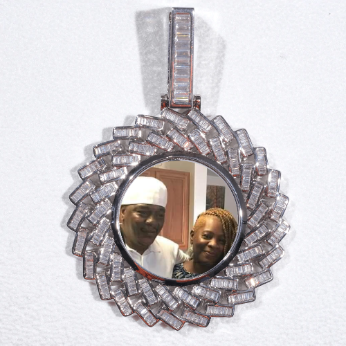 Large 3D Baguette Custom Picture Pendant
