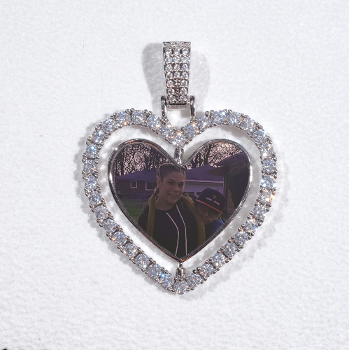 3D Spinning 2-Faced Heart Custom Picture Pendant