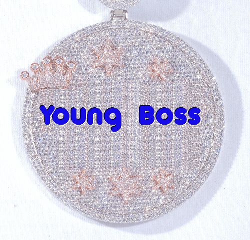 CUSTOM LETTER NECKLACE 3D BIG CROWN DISC